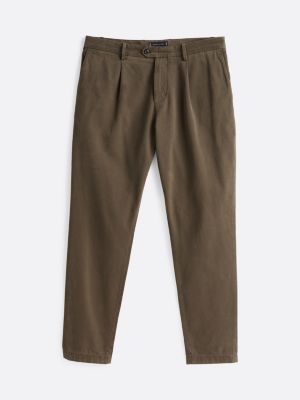 pantaloni chino harlem slim fit tinti in capo verde da uomini tommy hilfiger