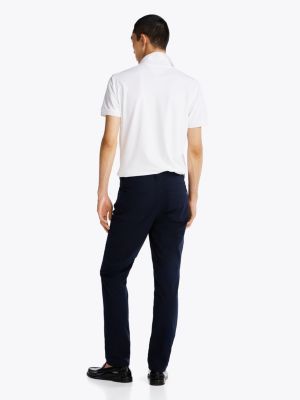 pantaloni chino denton in tessuto traspirante blu da uomini tommy hilfiger