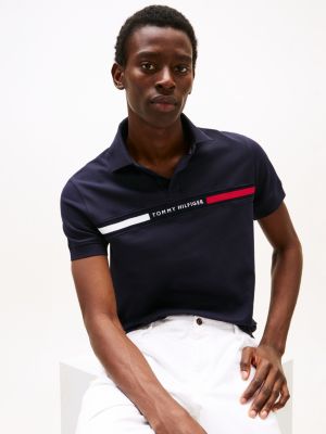 polo regular fit con logo ricamato blu da uomini tommy hilfiger