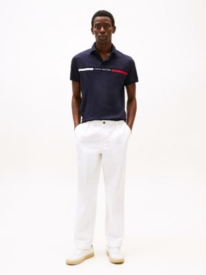 polo regular fit con logo ricamato blu da uomini tommy hilfiger
