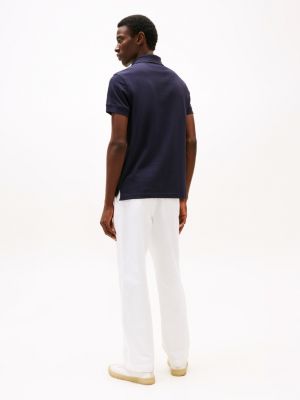 polo regular fit con logo ricamato blu da uomini tommy hilfiger