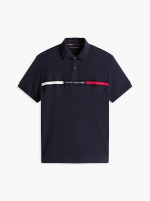polo regular fit con logo ricamato blu da uomini tommy hilfiger