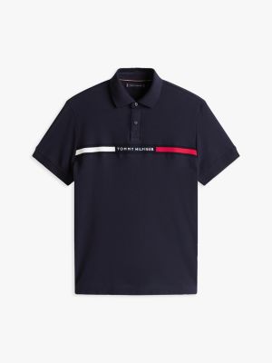 blue regular fit logo embroidery polo shirt for men tommy hilfiger