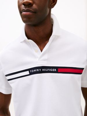 white regular fit logo embroidery polo shirt for men tommy hilfiger