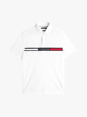 white regular fit logo embroidery polo shirt for men tommy hilfiger