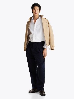 camisa th flex de popelín con corte slim blanco de hombres tommy hilfiger