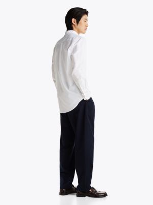 camisa th flex de popelín con corte slim blanco de hombres tommy hilfiger