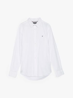 camisa th flex de popelín con corte slim blanco de hombres tommy hilfiger