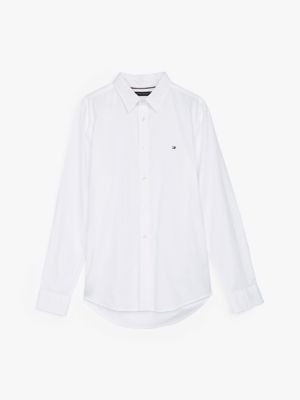 white th flex slim fit poplin shirt for men tommy hilfiger