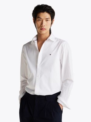 white th flex slim fit poplin overhemd voor heren - tommy hilfiger