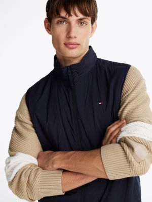 gilet sans manches compressible déperlant bleu pour hommes tommy hilfiger