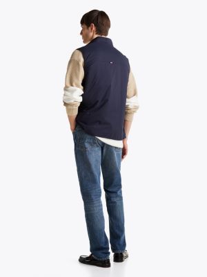 gilet sans manches compressible déperlant bleu pour hommes tommy hilfiger