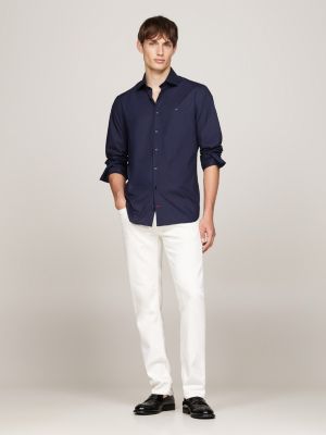 blau slim fit popeline-hemd mit flex technology für herren - tommy hilfiger