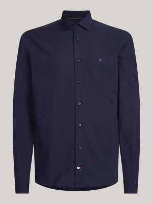 blue flex slim fit poplin shirt for men tommy hilfiger