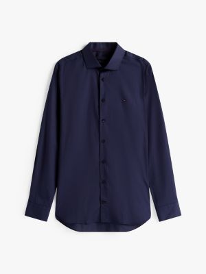 blau slim fit popeline-hemd mit flex technology für herren - tommy hilfiger