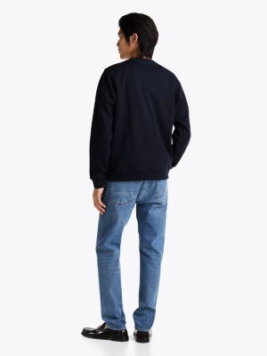 blue logo crew neck sweatshirt for men tommy hilfiger