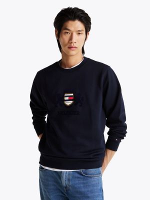 blue sweatshirt mit logo und rundhalsausschnitt für herren - tommy hilfiger