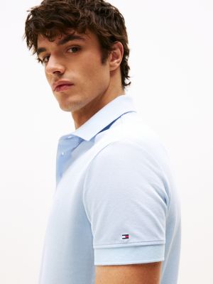 blauw regular fit polo met hilfiger monotype-logo voor heren - tommy hilfiger