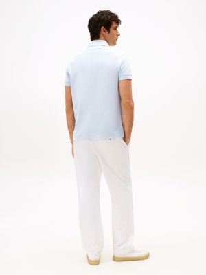 blau regular fit poloshirt mit hilfiger-monotype für herren - tommy hilfiger