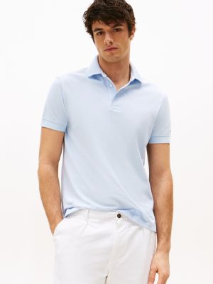 blau regular fit poloshirt mit hilfiger-monotype für herren - tommy hilfiger