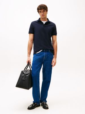 blau regular fit poloshirt mit hilfiger-monotype für herren - tommy hilfiger