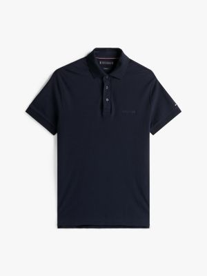 blauw regular fit polo met hilfiger monotype-logo voor heren - tommy hilfiger