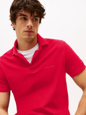 rot regular fit poloshirt mit hilfiger-monotype für herren - tommy hilfiger