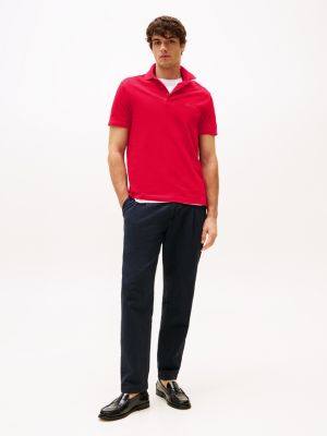 rood regular fit polo met hilfiger monotype-logo voor heren - tommy hilfiger