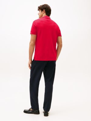 rot regular fit poloshirt mit hilfiger-monotype für herren - tommy hilfiger