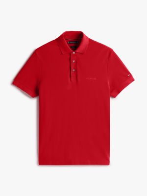 rot regular fit poloshirt mit hilfiger-monotype für herren - tommy hilfiger