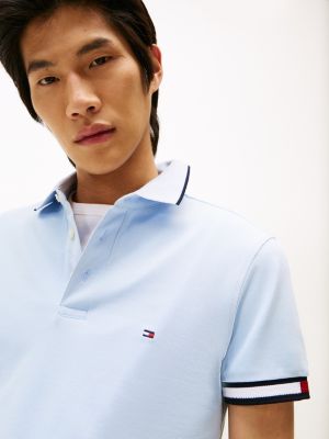 multi slim fit signature cuff polo shirt for men tommy hilfiger