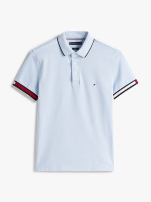 multi slim fit signature cuff polo shirt for men tommy hilfiger