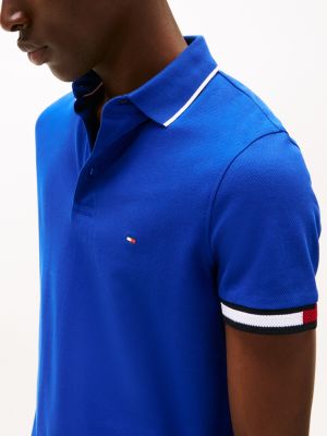 multi slim fit signature cuff polo shirt for men tommy hilfiger