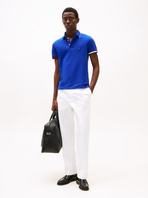 polo ajusté à liseré emblématique plusieurs couleurs pour hommes tommy hilfiger