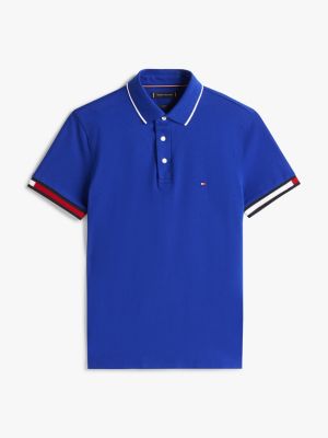 multi slim fit signature cuff polo shirt for men tommy hilfiger