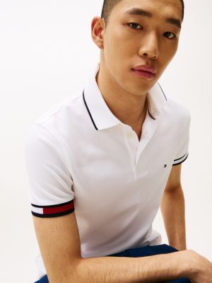 multi slim fit poloshirt mit tommy-bündchen für herren - tommy hilfiger