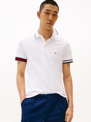 polo ajusté à liseré emblématique multi pour hommes tommy hilfiger