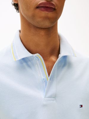 blue regular fit tipped collar polo shirt for men tommy hilfiger