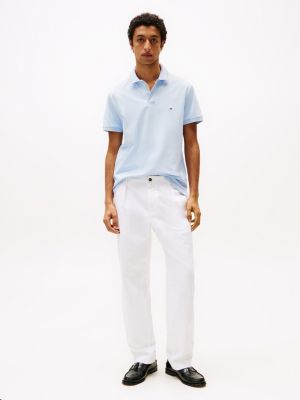 polo regular fit con dettagli a contrasto blu da uomini tommy hilfiger