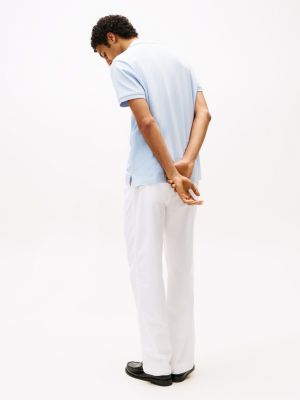 polo regular fit con dettagli a contrasto blu da uomini tommy hilfiger