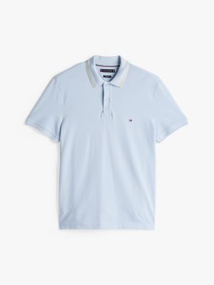 blue regular fit tipped collar polo shirt for men tommy hilfiger