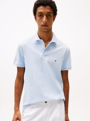 blue regular fit poloshirt mit kontrast-details für herren - tommy hilfiger