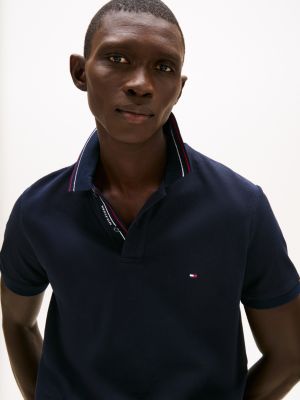 polo coupe standard et col à liseré bleu pour hommes tommy hilfiger