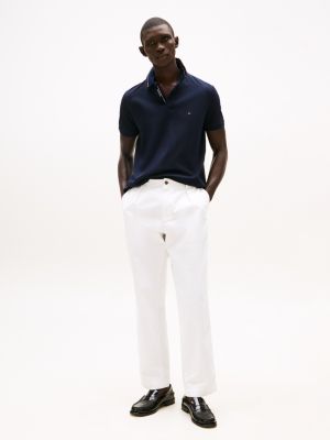 polo regular fit con dettagli a contrasto blu da uomini tommy hilfiger