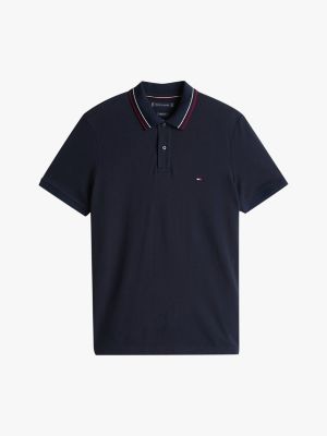 blue regular fit tipped collar polo shirt for men tommy hilfiger