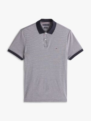 grijs regular fit gestreept poloshirt voor heren - tommy hilfiger