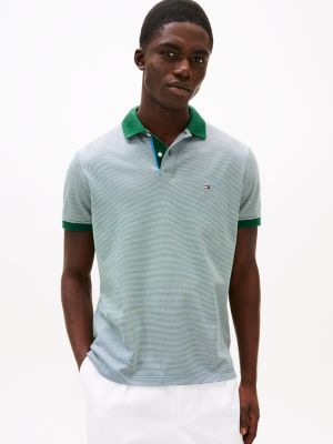 polo de corte regular con rayas grey de hombres tommy hilfiger