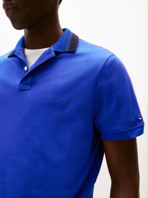 polo de corte regular azul de hombres tommy hilfiger