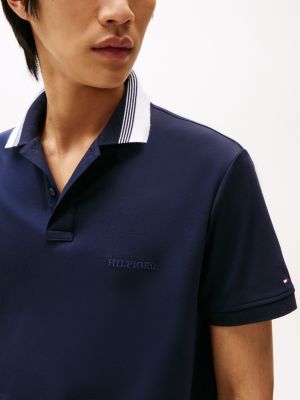 polo de corte regular azul de hombres tommy hilfiger