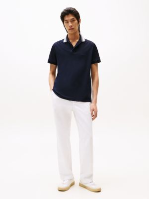 blauw regular fit poloshirt voor heren - tommy hilfiger